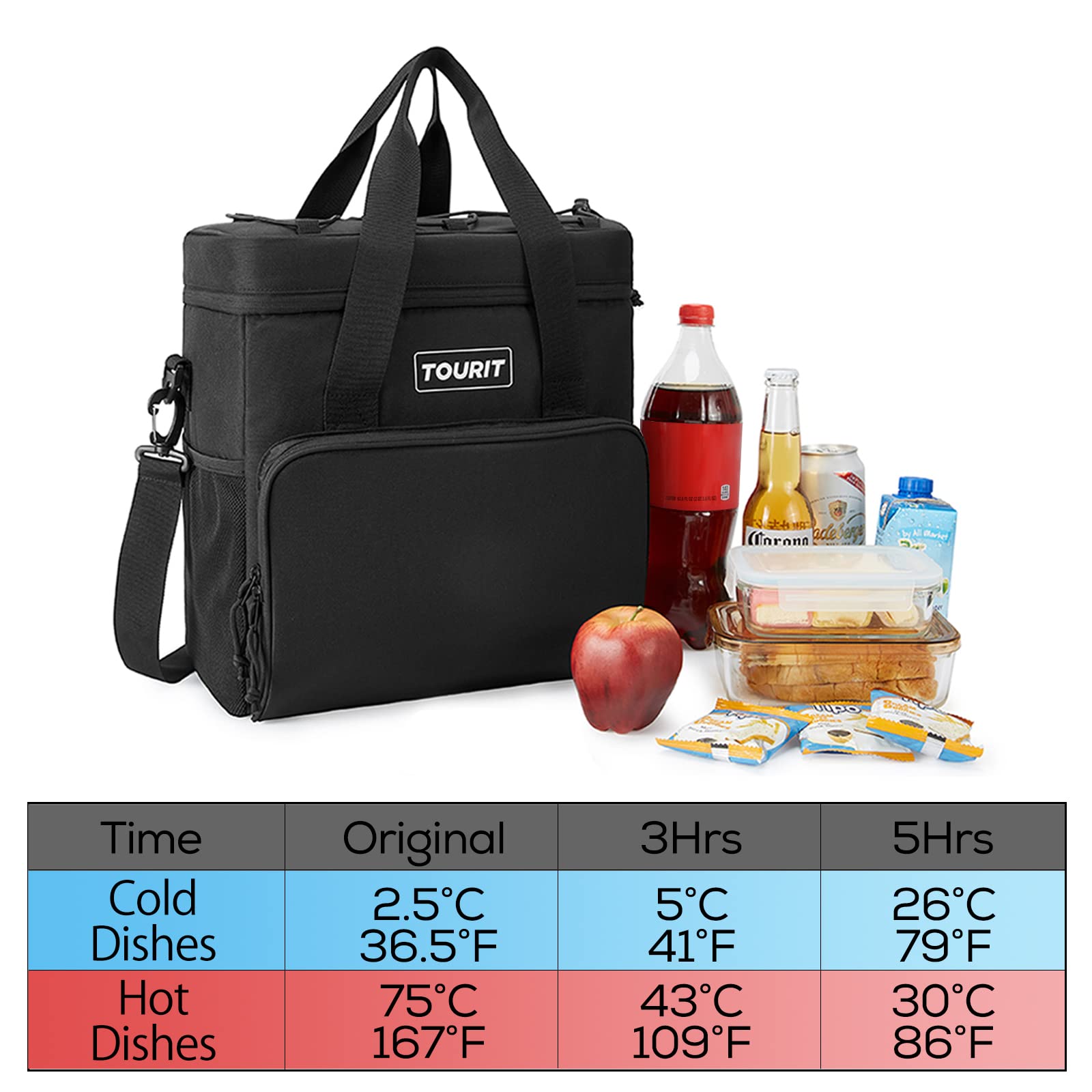 Tourit Cooler Bag 35-Can Insulated Soft Cooler Portable Cooler Bag 24L Lunch Coolers For Picnic, Beach, Work, Trip, Black