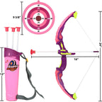 Click N' Play Pink Bow & Arrow Archery Set For Girls, Toy Bow & Arrow That Lights Up For Outdoor Play With 3 Suction Cup Arrows,