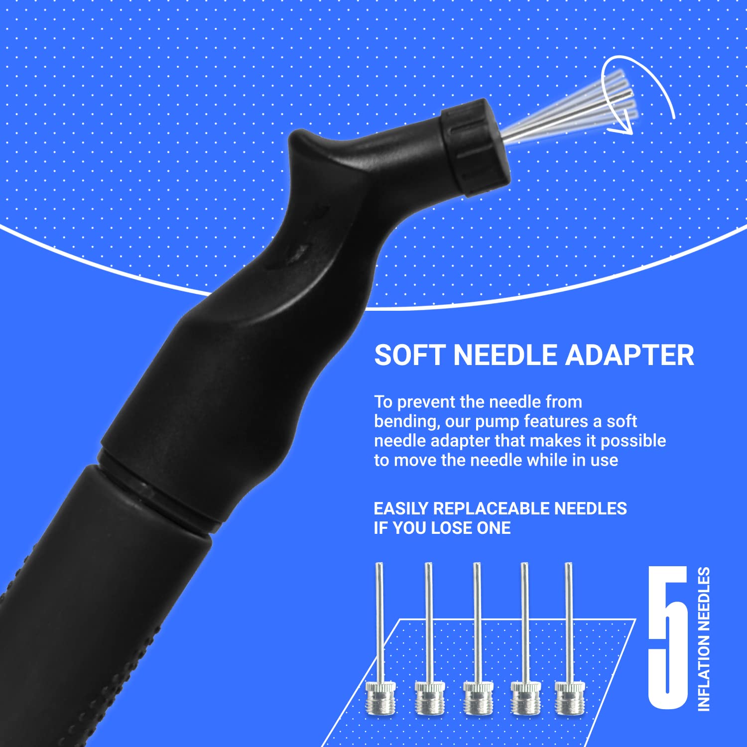 Sportbit Ball Pump With 5 Needles - Push & Pull Inflating System - Great For All Sports Balls - Volleyball Pump, Basketball Infl