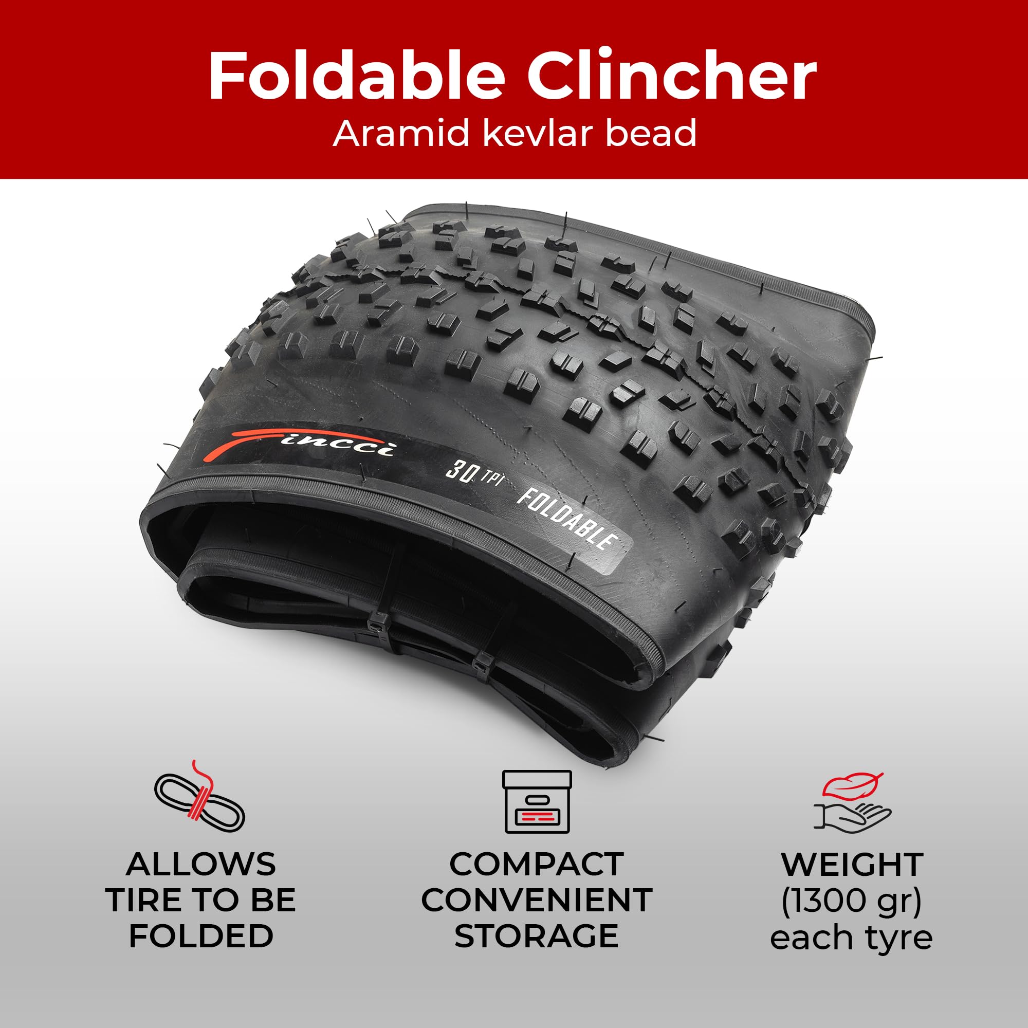 Fincci Pair 26X4.0 Fat Bike Tires 100-559 Foldable Fat Tires For Road Mountain Mtb Mud Dirt Offroad Bike Bicycle - Pack Of 2