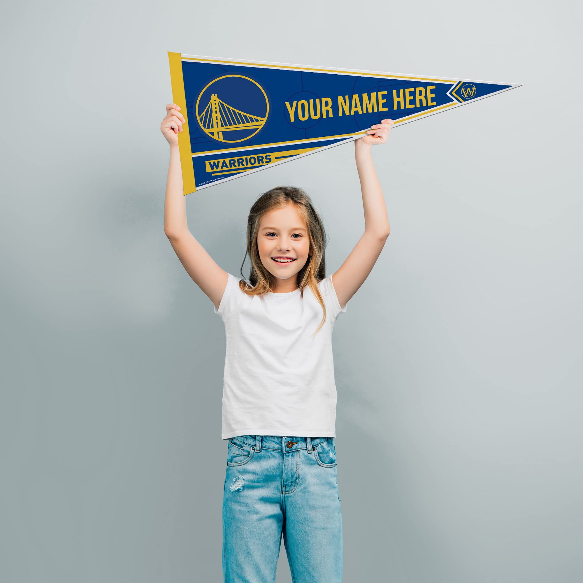 Rico Industries Nba Basketball Golden State Warriors Personalized - Custom 12'' X 30'' Soft Felt Pennant - Ez To Hang