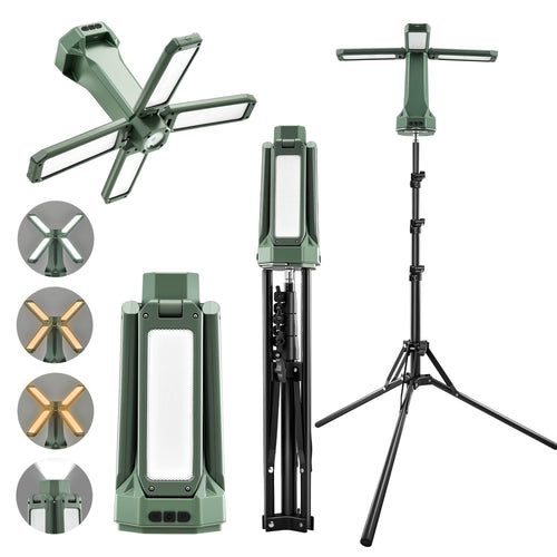 20000mAh Rechargeable Camping Light with Stand, 6500Lumens Portable Camping Light, 2700K-6000K Dimmable Rotatable Work Light wit