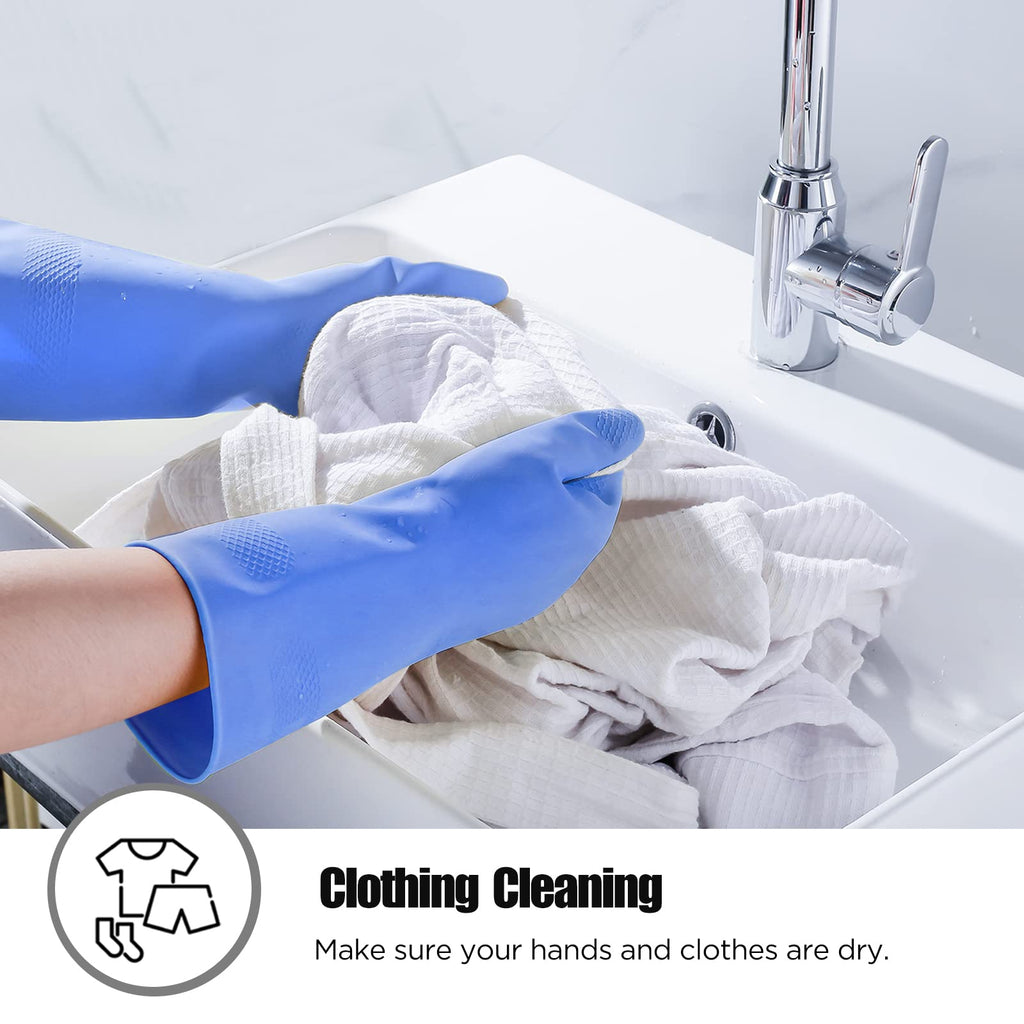 Iucge Rubber Cleaning Gloves Blue 6 Pairs For Household,Reuseable Dishwashing Gloves For Kitchen(6,Xl)