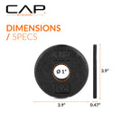 CAP Barbell Cast Iron Standard 1-Inch Weight Plate Set - Barbell Weights for Home Gym, Strength Training, and Weightlifting, 1.2