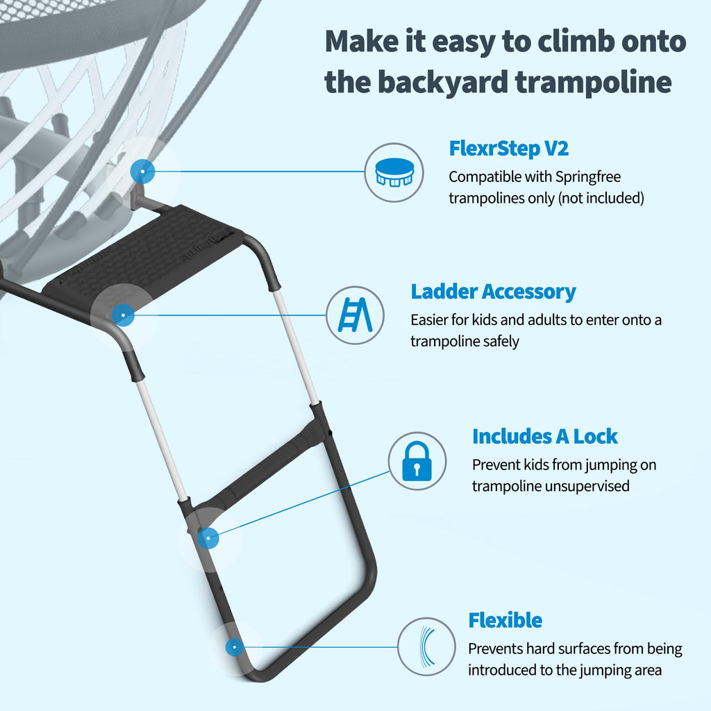 Springfree Trampoline Flexrstep V2 Ladder Accessory For Springfree Trampolines With Weight Capacity Of 152 Pounds And Safety Loc