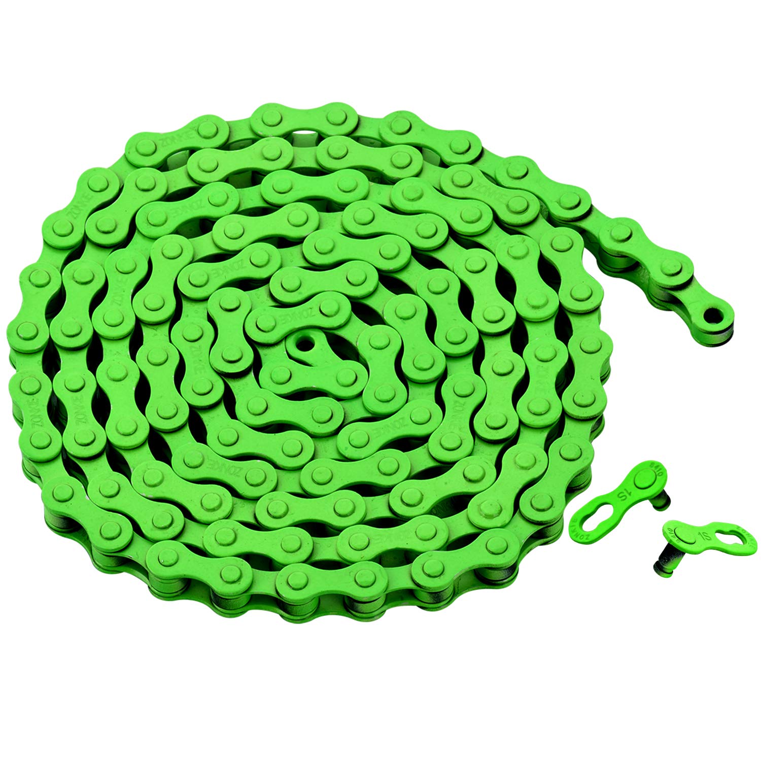 Zonkie Single-Speed Bicycle Chain 1/2 X 1/8 Inch 116 Links (Green, 1/2'' 1/8'' 116 Links)