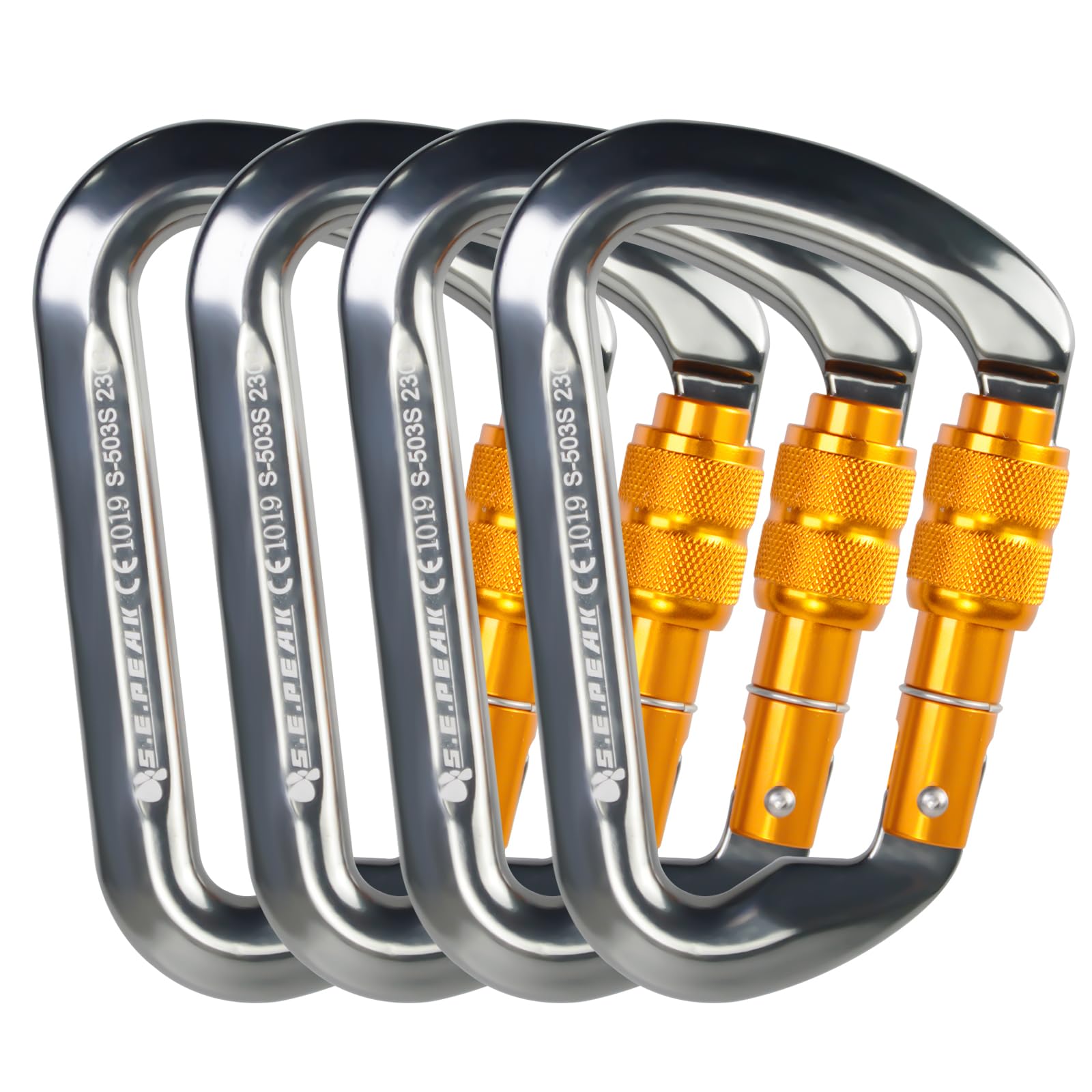 Sepeak Uiaa Ce 30Kn Locking Climbing Carabiner, Professional Heavy Duty Screwgate Clip For Outdoor Climbing, Mountaineering, Rap