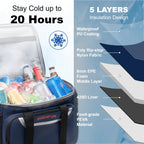 Everfun Large Soft Cooler Bag Travel Beach Insulated Cooler For Men 48 Can Dual Compartments Collapsible Waterproof Leak-Proof F