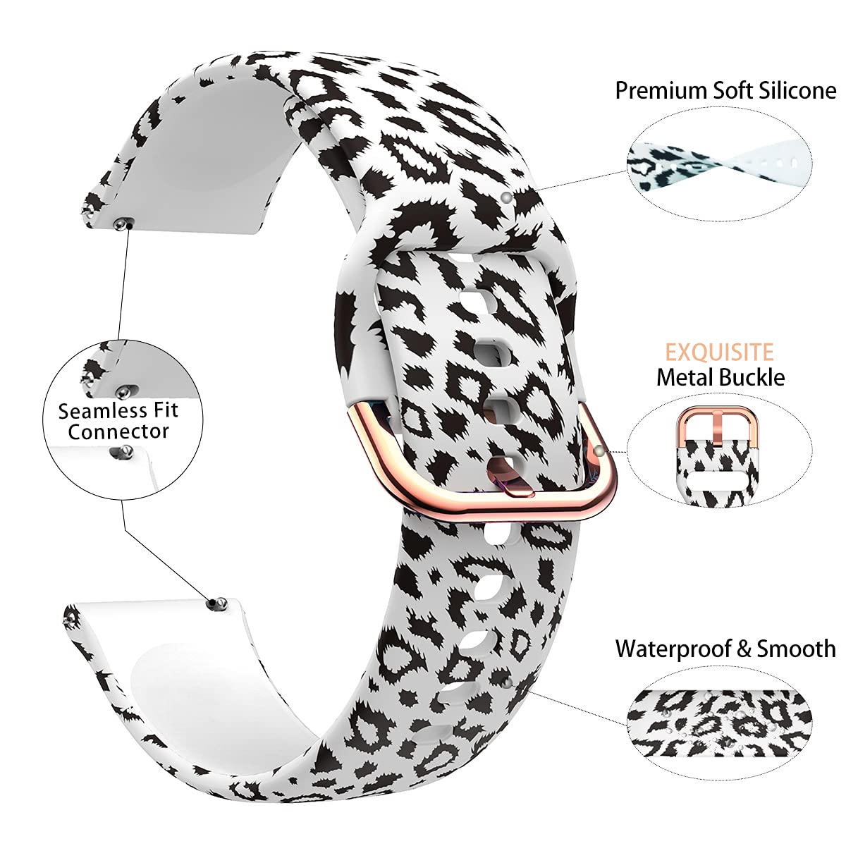 Toolaik Floral Bands Compatible With Samsung Active 2 Watch Band 40Mm 44Mm,Active Watch Band 40Mm, 20Mm Silicone Watch Bands For