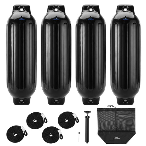 Affordura Boat Fender 4 Pack Boat Bumpers Fenders With 4 Ropes, Boat Bumpers For Pontoon Boat Fenders Inflatable (Black, 85 Inch