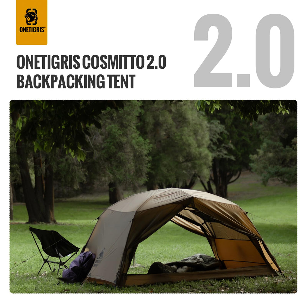 Onetigris Cosmitto 2 Person Backpacking Tent Shelter- Free Standing Lightweight Waterproof 3 Season Camping Tent For Outdoor Hik