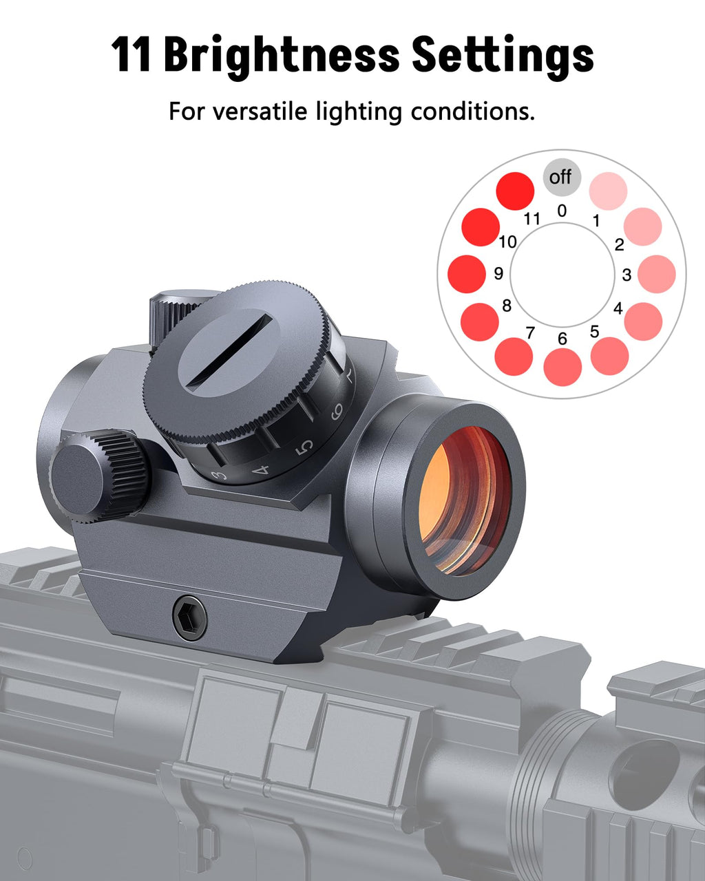 MidTen 2MOA Red Dot Sight, 1x25mm Reflex Sight Waterproof & Shockproof & Fog-Proof Red Dot Scope with 1 inch Riser Mount, Grey