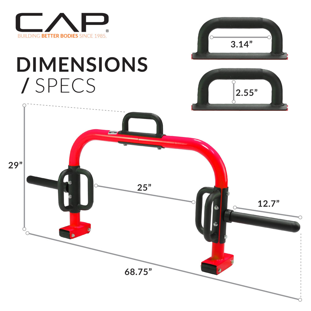 Cap Barbell Deluxe Open Trap Bar, Hex Bar, Shrug Bar, Deadlift Bar For Olympic And Standard Plates - Red