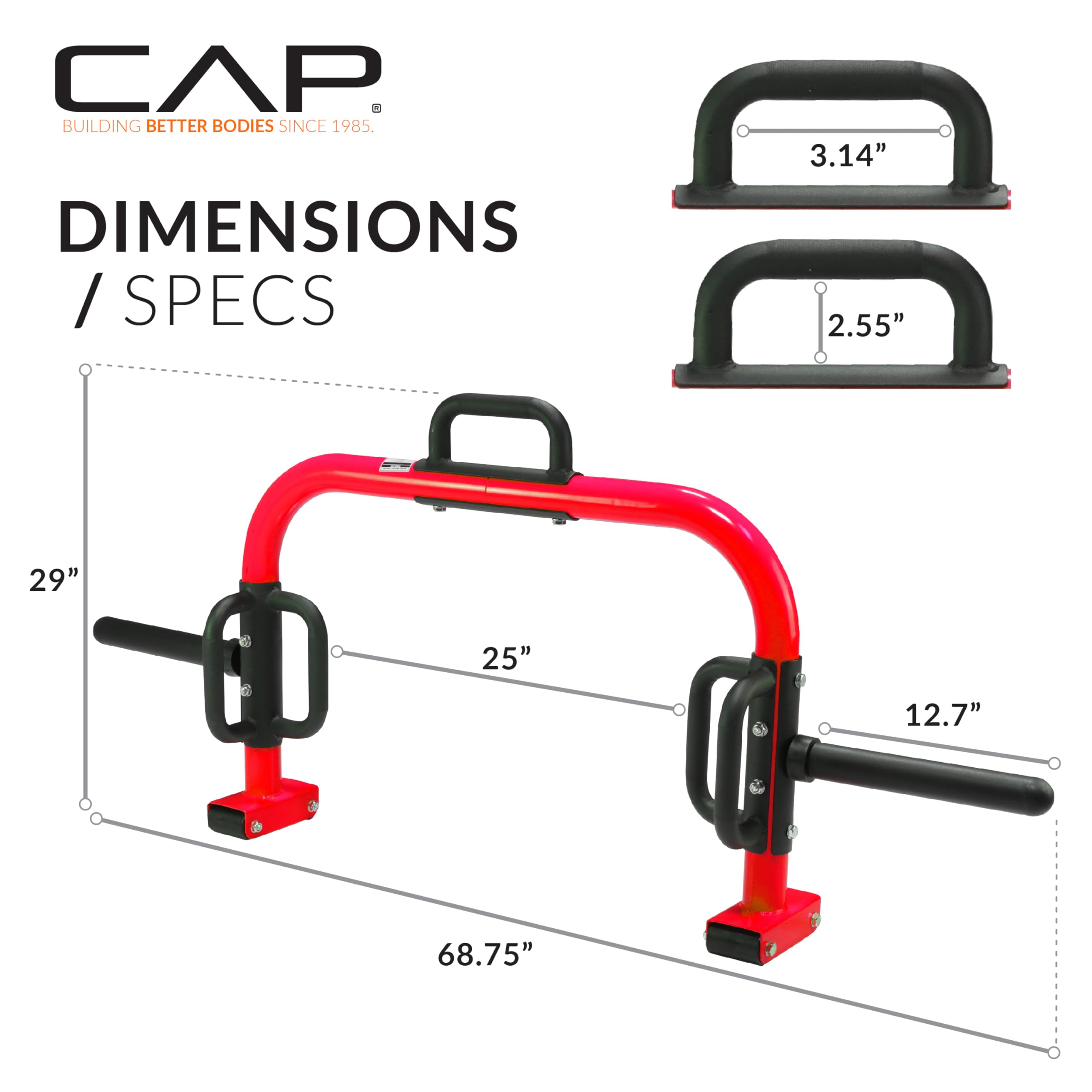 Cap Barbell Deluxe Open Trap Bar, Hex Bar, Shrug Bar, Deadlift Bar For Olympic And Standard Plates - Red