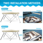Naviskin Sand 4 Bow 8 'L X 54 '' H X 91 ''-96 '' W Bimini Top Cover Includes Mounting Hardwares,Storage Boot With 1 Inch Aluminu