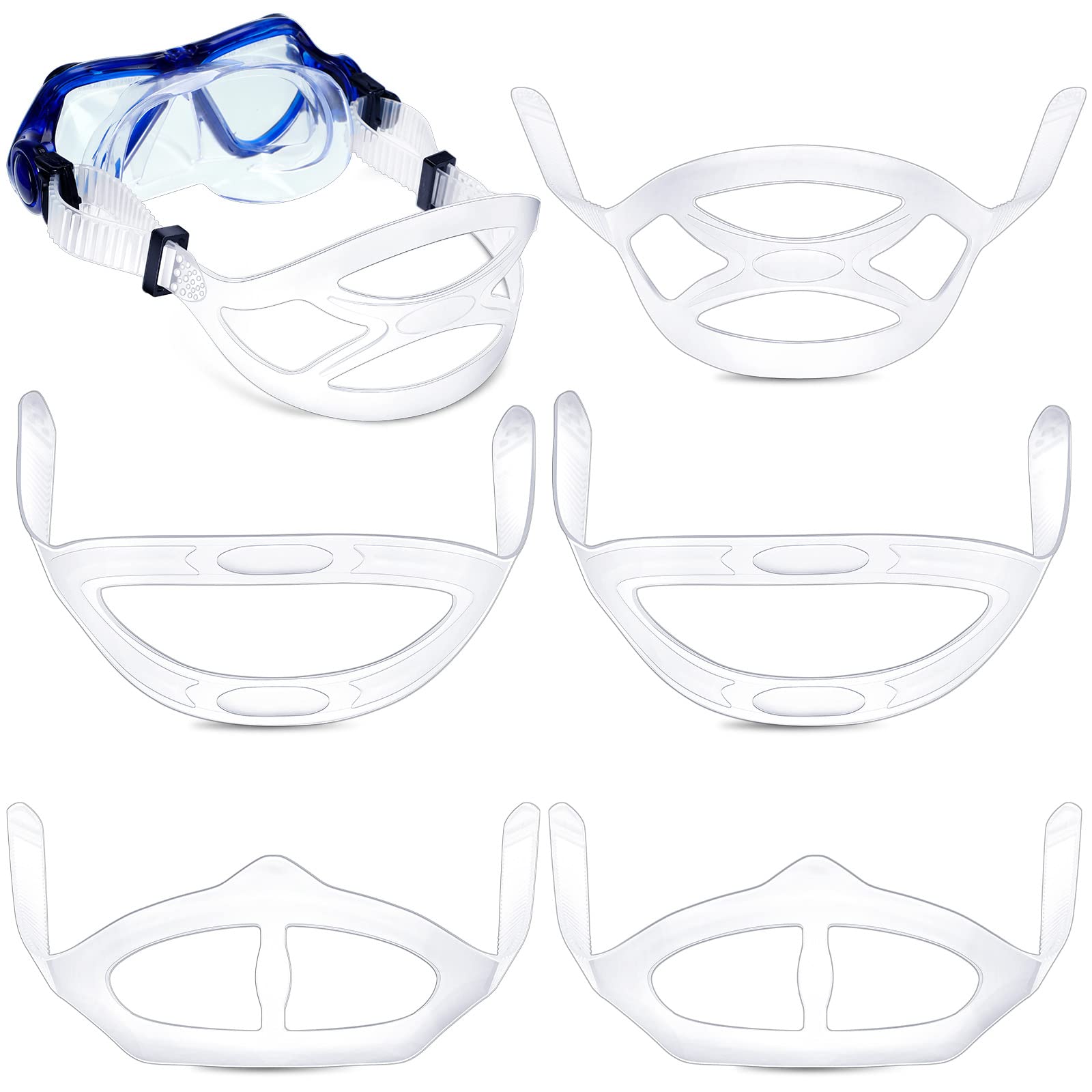 Yexiya 6 Pcs Silicone Dive Mask Strap 3 Styles Snorkeling Silicone Strap Swim Snorkel Mask Strap Head Band for Diving Swimming G