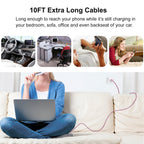 Pofesun 10Ft Usb C Cable, 3-Pack 10Ft Type C Charger Fast Charging, Usb A To Usb C Charger Cable Compatible With Samsung Galaxy