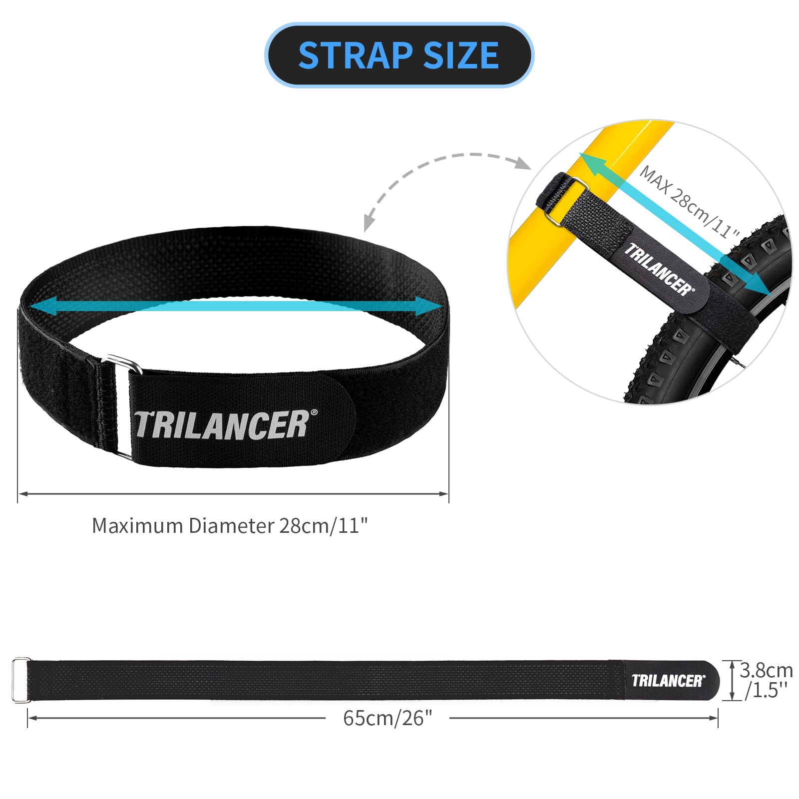Bike Rack Straps, 4-Pack Trilancer Adjustable Bike Wheel Stabilizer Strap With Hook And Loop For Car And Wall Mount, For Transpo