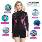 Goldfin Womens Wetsuit Top, 2Mm Neoprene Wetsuit Jacket Ladies Long Sleeve For Water Aerobics Diving Surfing Kayaking, X-Small