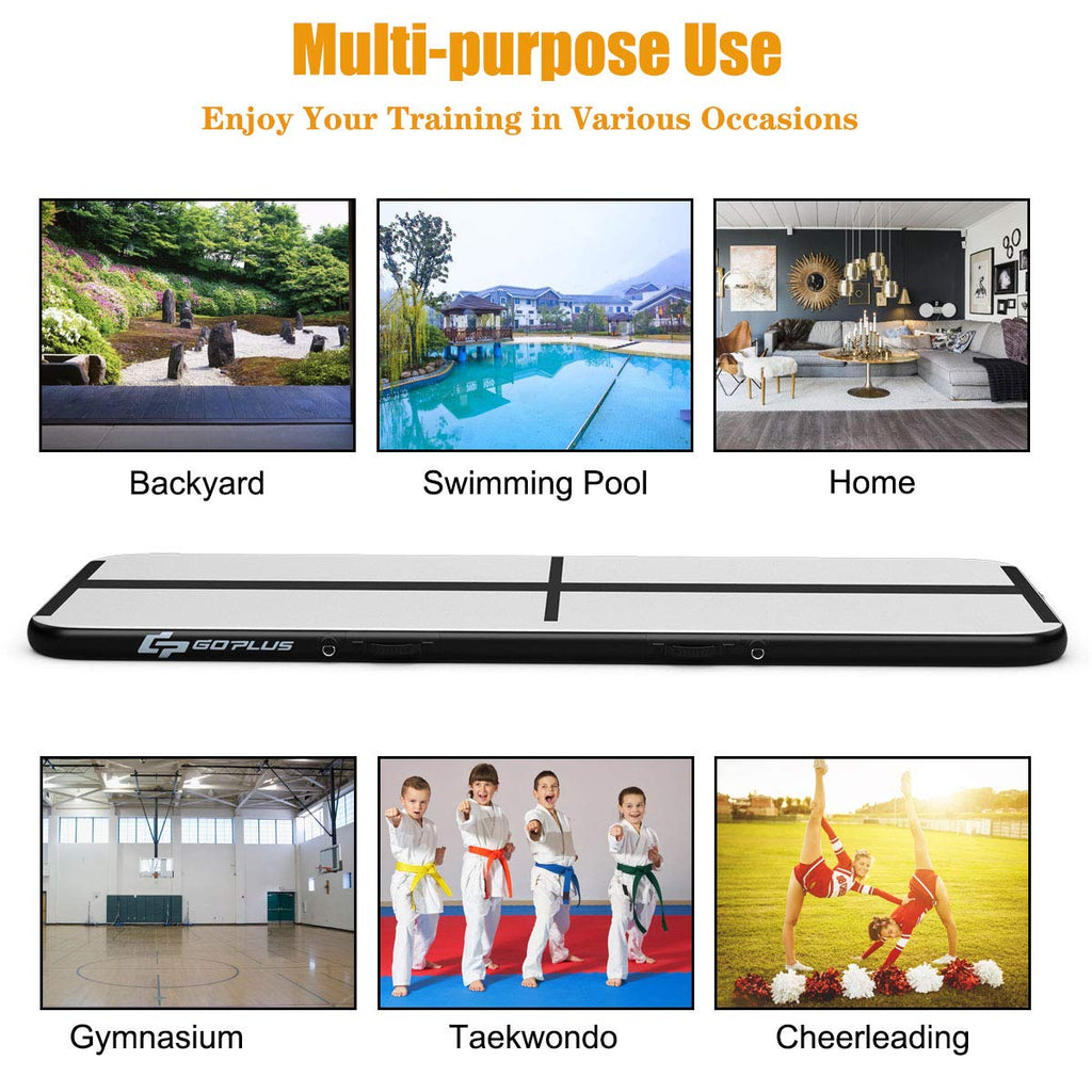 Goplus Inflatable Air Gymnastic Mat, 10Ft/13Ft/15Ft/16.4Ft With Electric Pump, Portable Air Floor Track For Practice Gymnastics