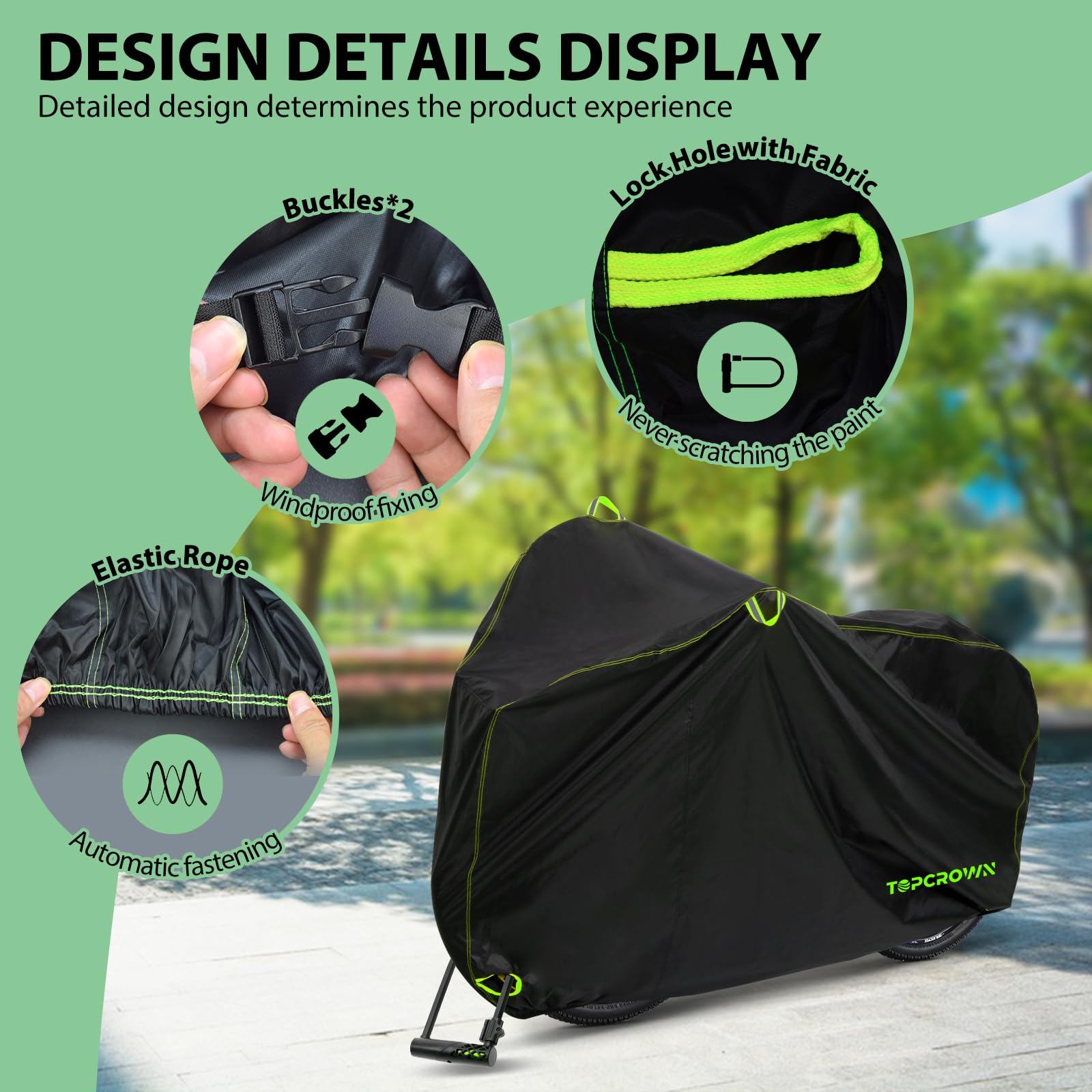 Topcrown Bike Cover Waterproof Outdoor Storage For 2 Bikes Up To 29'', Bicycle Cover With Storage Bag, Rain/Snow/Uv/Dust/Wind Pr