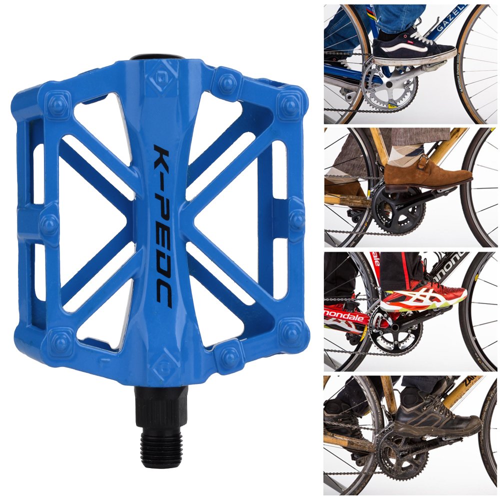 Boruizhen Aluminium Cnc Bike Platform Pedals Lightweight Road Cycling Bicycle Pedals For Mtb Bmx (Blue)
