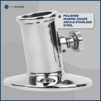 Five Oceans Boat Flag Pole Socket, Flag Pole Holder With Knob, Top Mount, Marine Grade Heavy Duty Stainless Steel, Fits 3/4 Inch