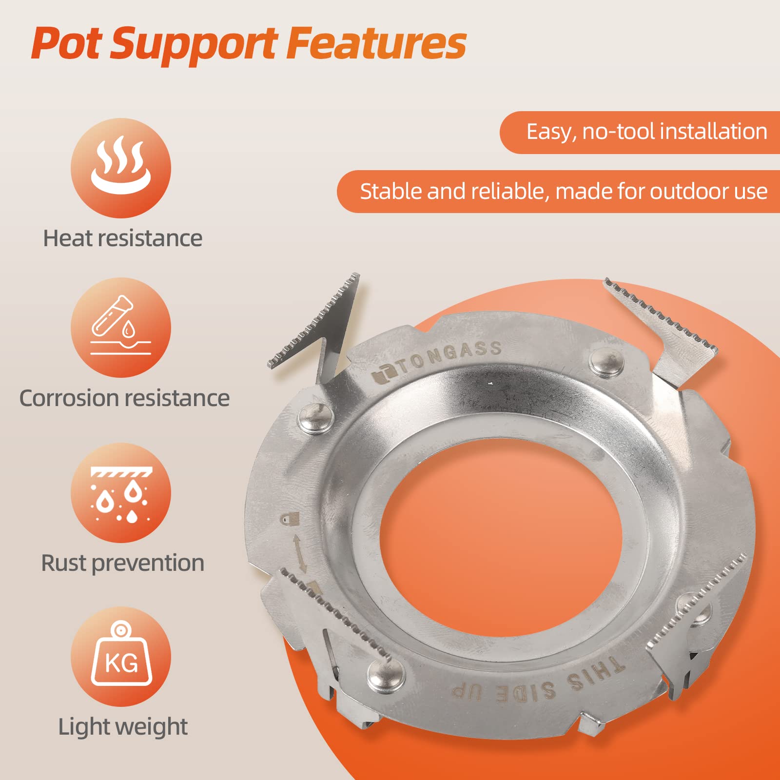 Pot Support For Camping Stoves - 3.5'' X 3.5'' X 1.25'' Stainless Steel Pot Support Attaches To Camping Stove Burners - Can Acco