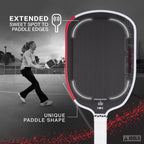Joola Graf Pro Iv 16Mm Pickleball Paddle W/Extended Sweet Spot - Carbon Fiber Surface Increases Spin & Control - Sk Film For Pow