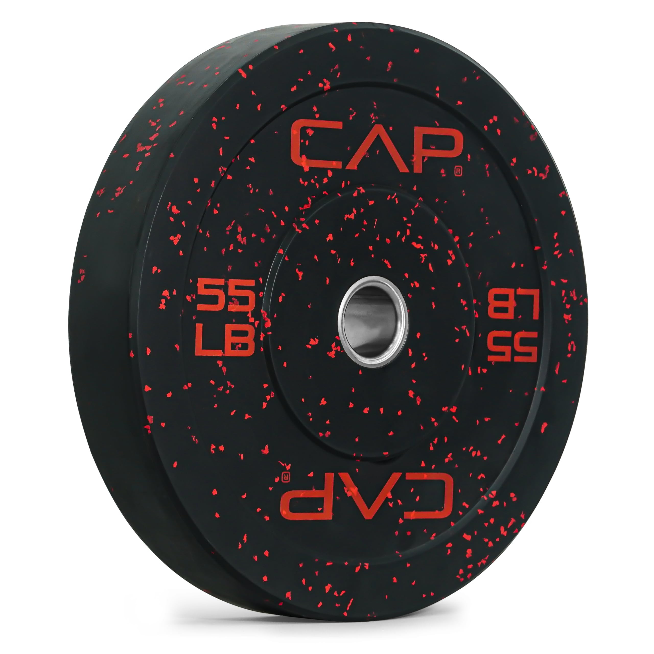 Cap Barbell Economy - Speckled Olympic Bumper Plate With Red Logo, Black, 55 Lb Single