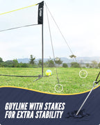 Patiassy 5.1Ft-7.4Ft Adjustable Height Volleyball Badminton Net Set 17Ft Portable Sports Net With Poles, 4 Badminton Rackets, 3
