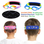 Ruigao 2Pk Kids Swim 3-5, Toddler Goggles Fabric Strap, No Hair Pull Swimming Goggles For Toddler/Kids/Youth (2Pk - Rainbow & Bl