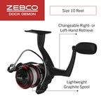 Zebco Dock Demon Spinning Reel And Fishing Rod Combo, 30-Inch 1-Piece Fiberglass Fishing Pole, Eva Rod Handle, Size 10 Reel, Pow