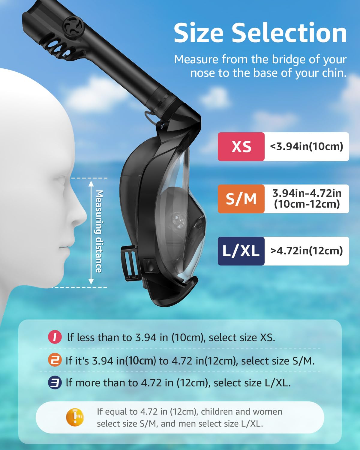 W WSTOO Full Face Snorkel Mask Adults,Suitable for Beginners Dry Top Snorkeling Gear,Can Your Mouth or Nose to Breathe,180 Degre