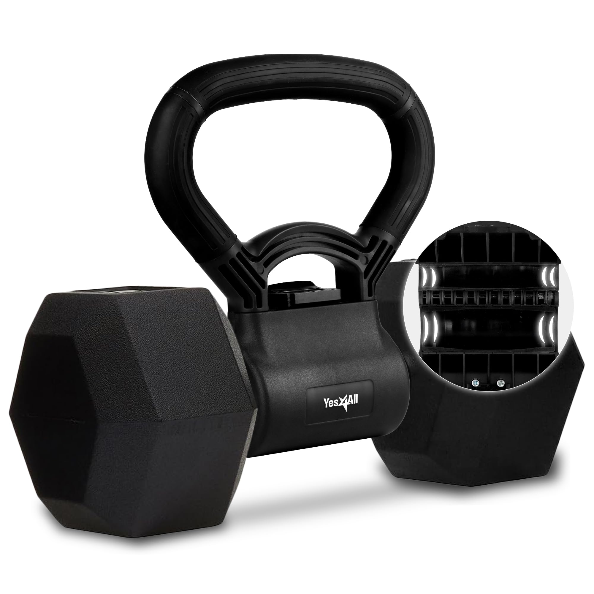 Yes4All Kettle grip, Kettlebells Dumbbell Grip Handle, Convert Dumbbells into Kettlebell, Portable Dumbbell Converter Weight Gri