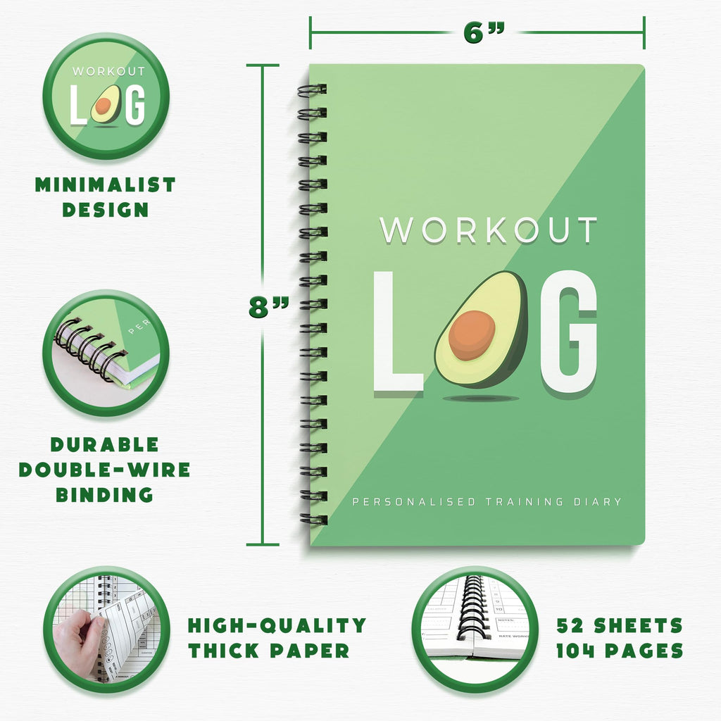 Workout Planner For Daily Fitness Tracking & Goals Setting (A5 Size, 6A X 8A, Avo Green), Men & Women Personal Home & Gym Traini
