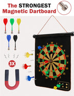 Ranslen Magnetic Dart Board For Kids And Adults, Double Sided Board Games With 15Pcs Magnetic Darts, Boy Gifts Dartboard Toys Gi