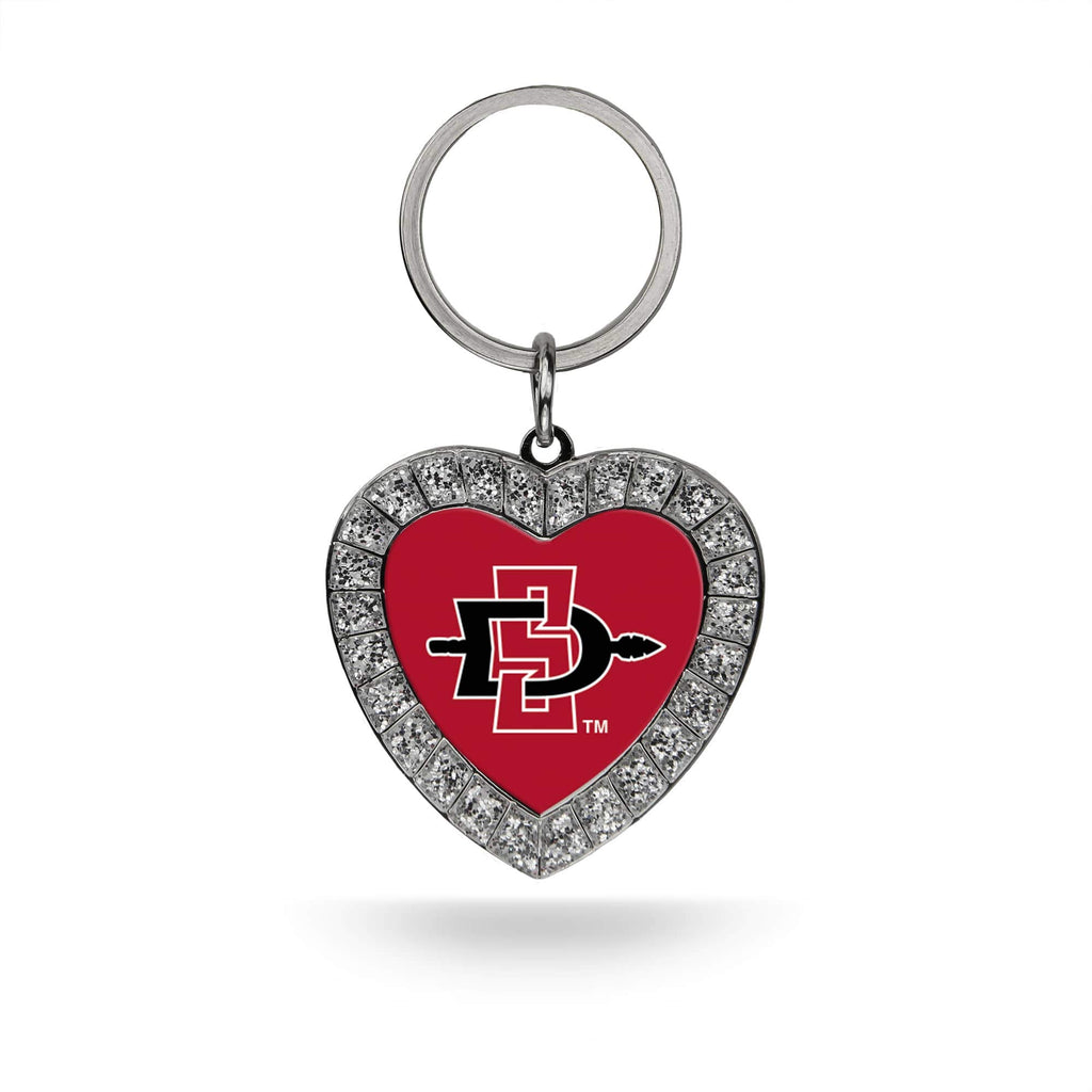 Rico Industries Ncaa San Diego State Aztecs Metal Rhinestone Heart Keychain