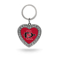 Rico Industries Ncaa San Diego State Aztecs Metal Rhinestone Heart Keychain