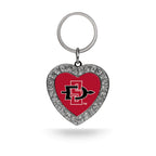 Rico Industries Ncaa San Diego State Aztecs Metal Rhinestone Heart Keychain