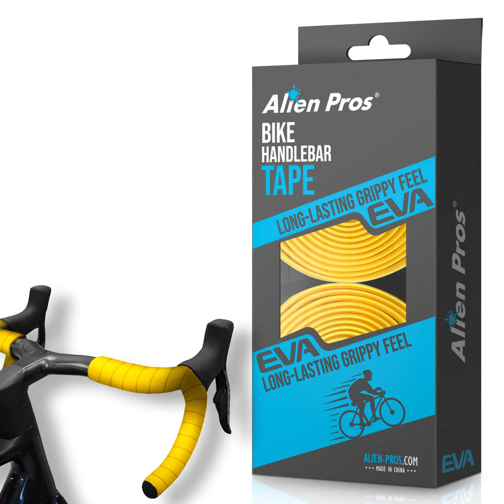 Alien Pros Bike Handlebar Tape Eva (Set Of 2) Yellow - Enhance Your Bike Grip With These Bicycle Handle Bar Tape - Wrap Your Bik