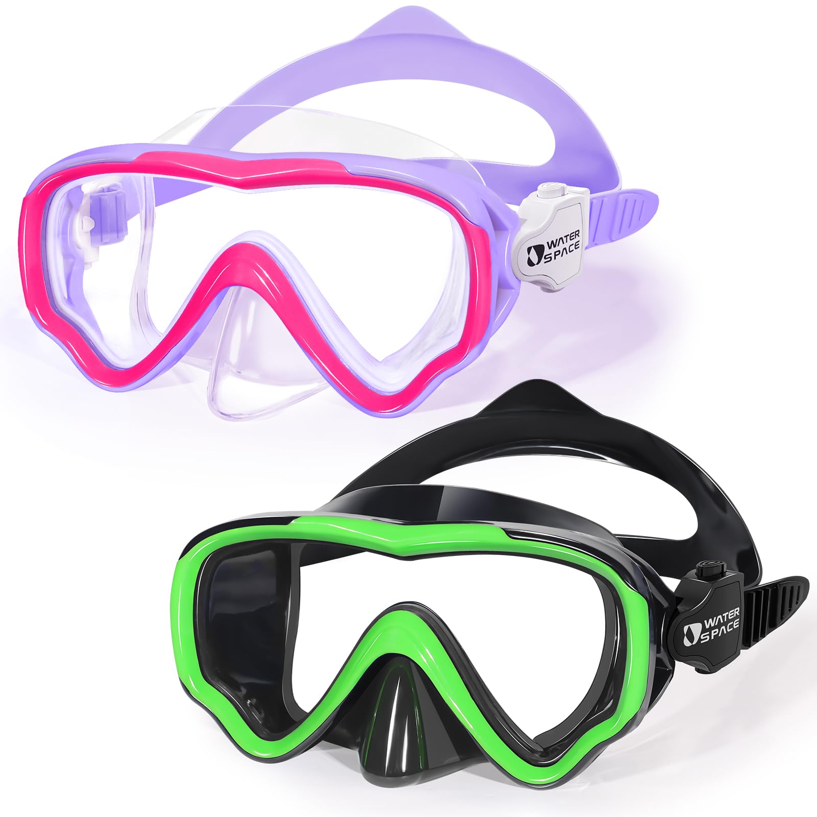 Water Space 2 Pack Swim Goggles Swimming Goggles For Kids Youth Boys Girls Aged 3-6 4-7 6-14, Anti-Fog Waterproof Panoramic View