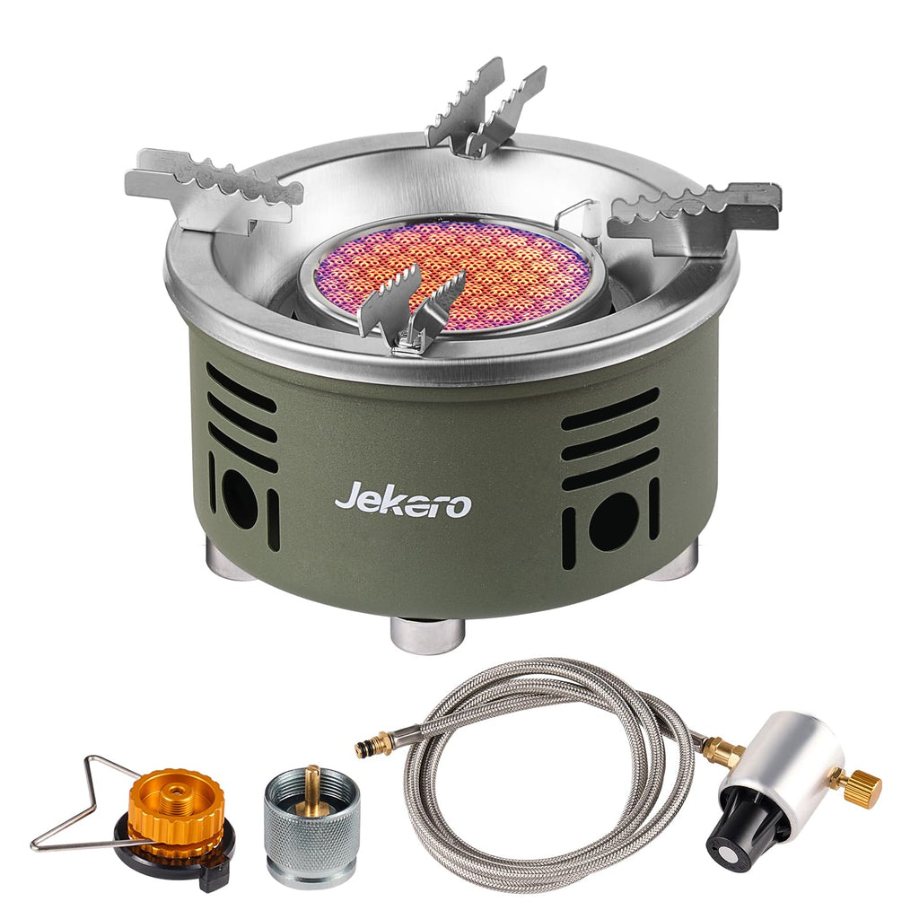 Camping Stove With Infrared Burner, Single Burner Propane Stove Adjustable Flame Control Wind-Resistant Portable Gas Cooker For