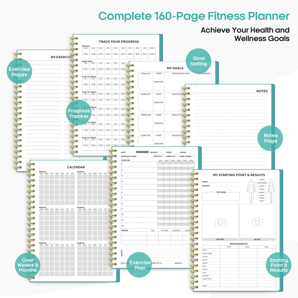 Fitness Workout Journal For Women & Men, A5(5.5'' X 8.2'') Workout Log Book Planner For Tracking, Progress, And Achieving Your W