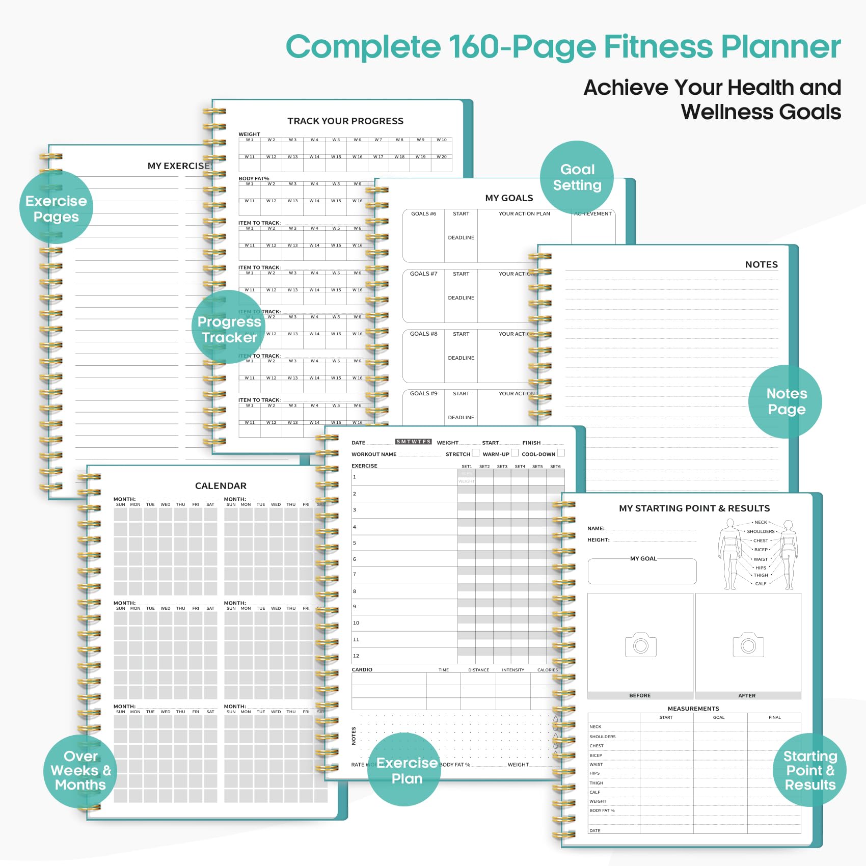Fitness Workout Journal For Women & Men, A5(5.5'' X 8.2'') Workout Log Book Planner For Tracking, Progress, And Achieving Your W