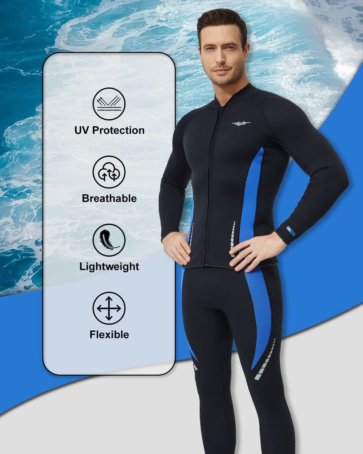 Seaskin Wetsuit Tops 3Mm For Mens (X-Large, Mens Tops)