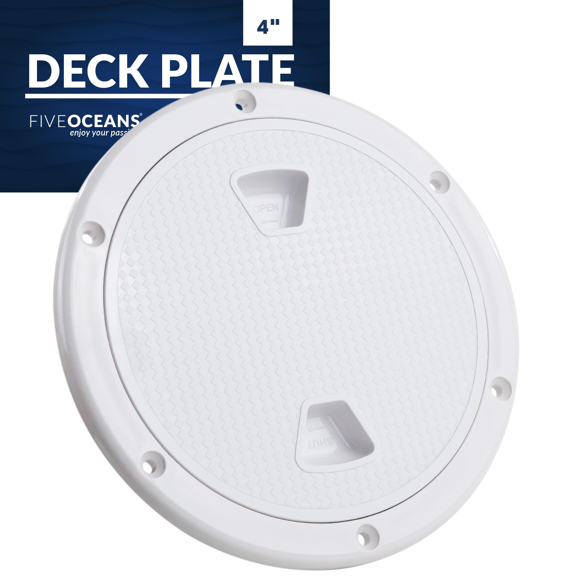 Five Oceans 4'' Boat Hatch, Marine Access Hatch, Round Inspection Deck Plate Hatch With Detachable Cover, Non-Skid, Uv Resistant