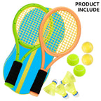 Kids Tennis Racket,17 Inch Plastic Tennis Racket With 2 Soft Balls,2 Tennis Balls And 4 Shuttlecocks For Kid,Toddler Outdoor/Ind