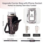 Water Bottle Carrier Bag With Phone Pocket For Stanley Cup 40/30Oz,Insulated Neoprene Water Bottle Holder Cross-Boday Bag With A