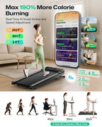 UREVO 2025 Upgrade Smart Walking Pad with MIIT Modes, Walking Pad Treadmill with APP, Treadmills for Home 2.5 HP Motorized, Plug